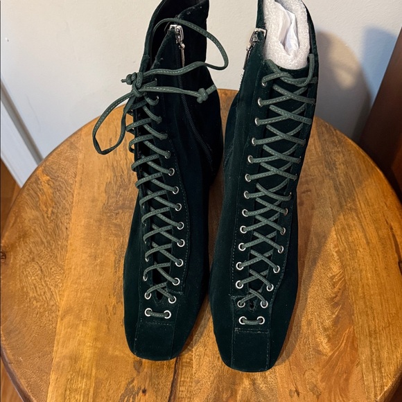 Schutz Velvet Kika Lace Up Boots - Picture 3 of 7